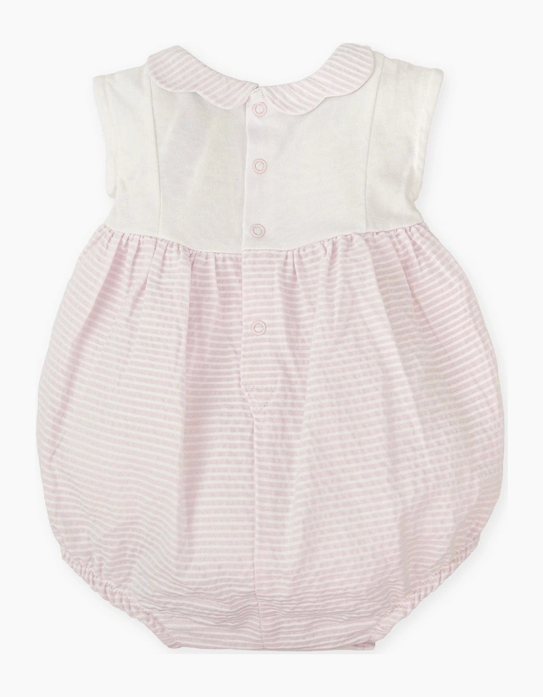 Girls Pale Pink Stripe Bubble Romper