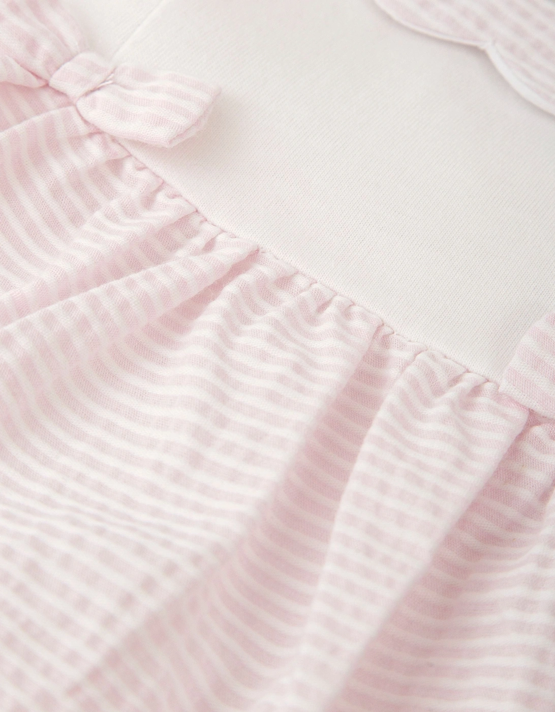 Girls Pale Pink Stripe Bubble Romper
