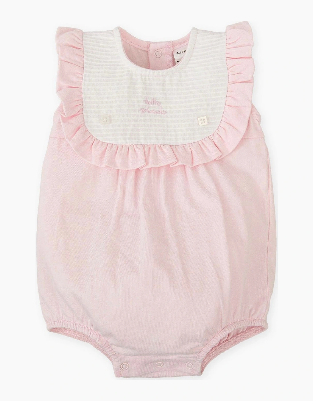 Girls Pale Pink Jersey Frilled Bib Romper, 4 of 3
