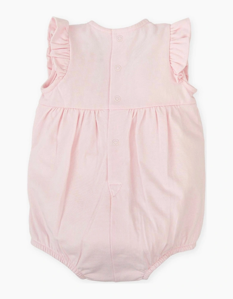 Girls Pale Pink Jersey Frilled Bib Romper