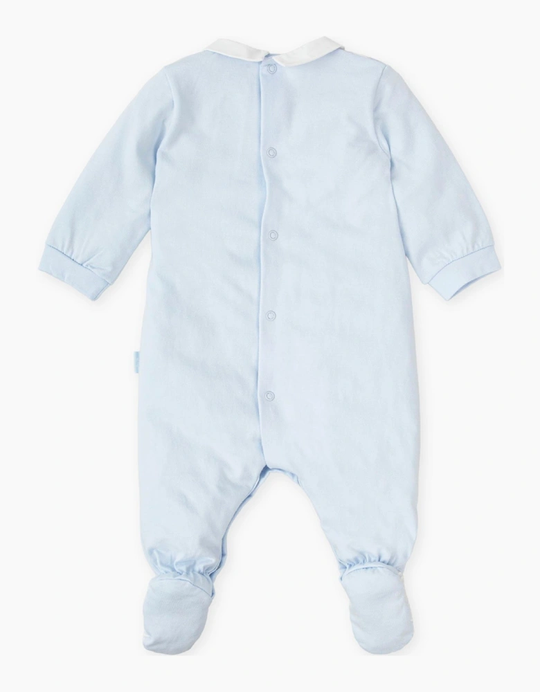 Boys Pale Blue Stripe Jersey Babygrow