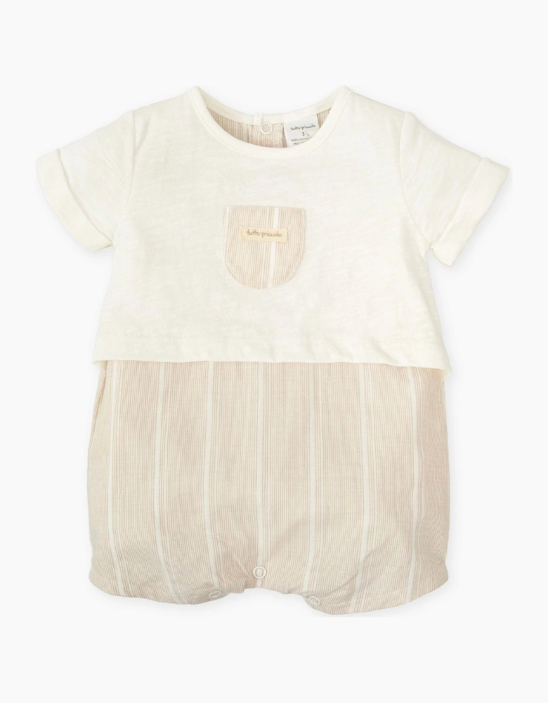 Boys Neutral Stripe Jersey Romper