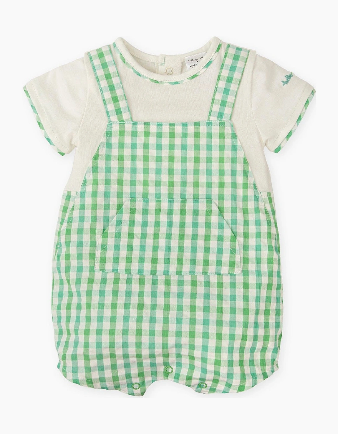 Boys Green Gingham Jersey Romper, 4 of 3