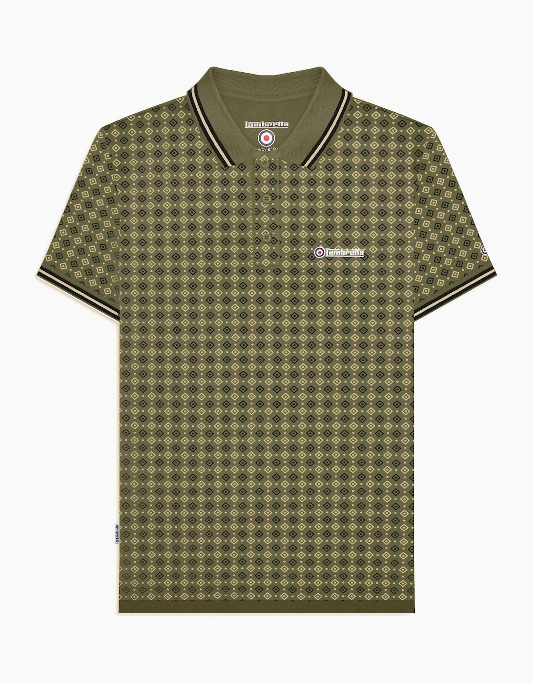 Mens Geometric Allover Print Polo Shirt, 2 of 1