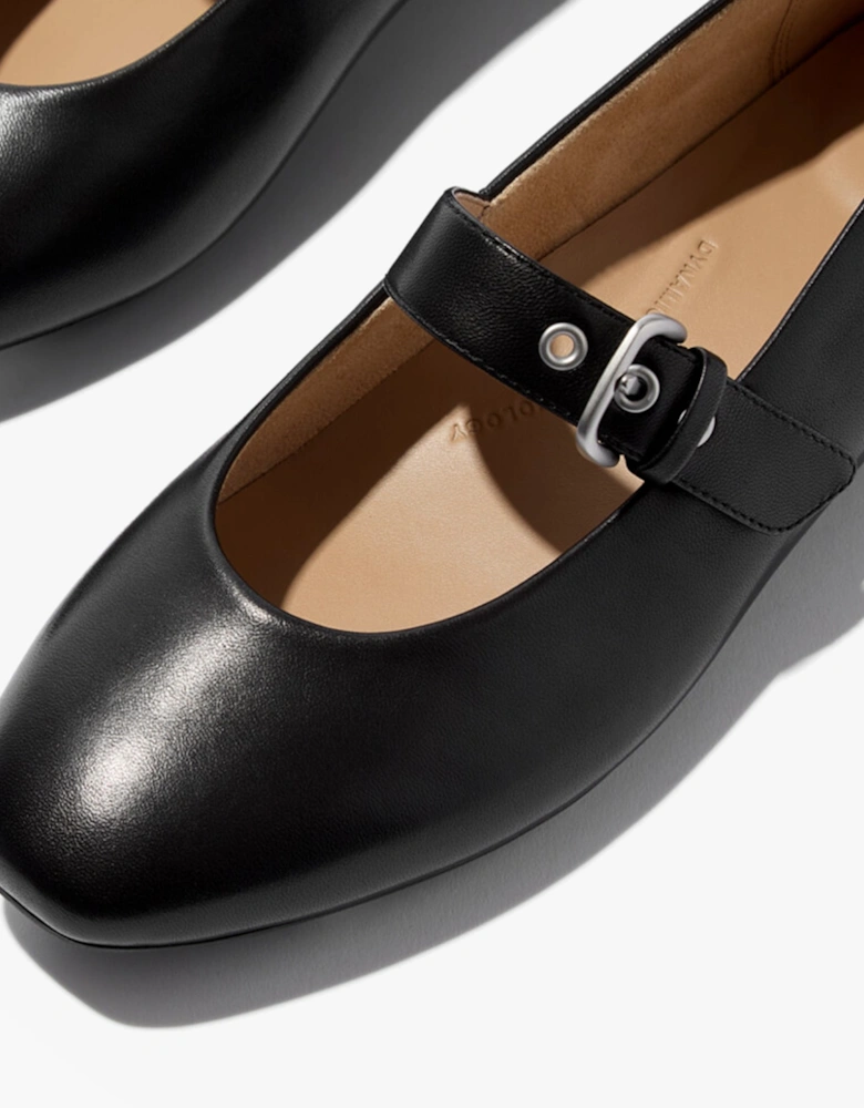 DELICATO LEATHER Womens Mary Jane All Black