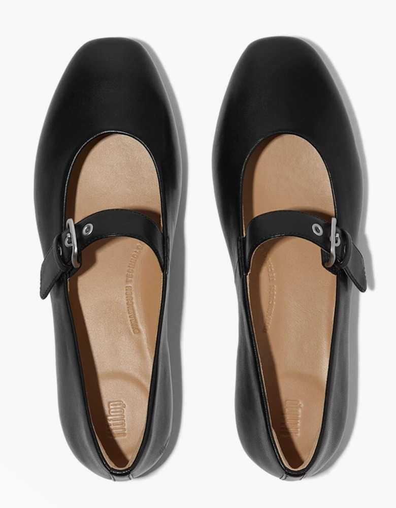 DELICATO LEATHER Womens Mary Jane All Black