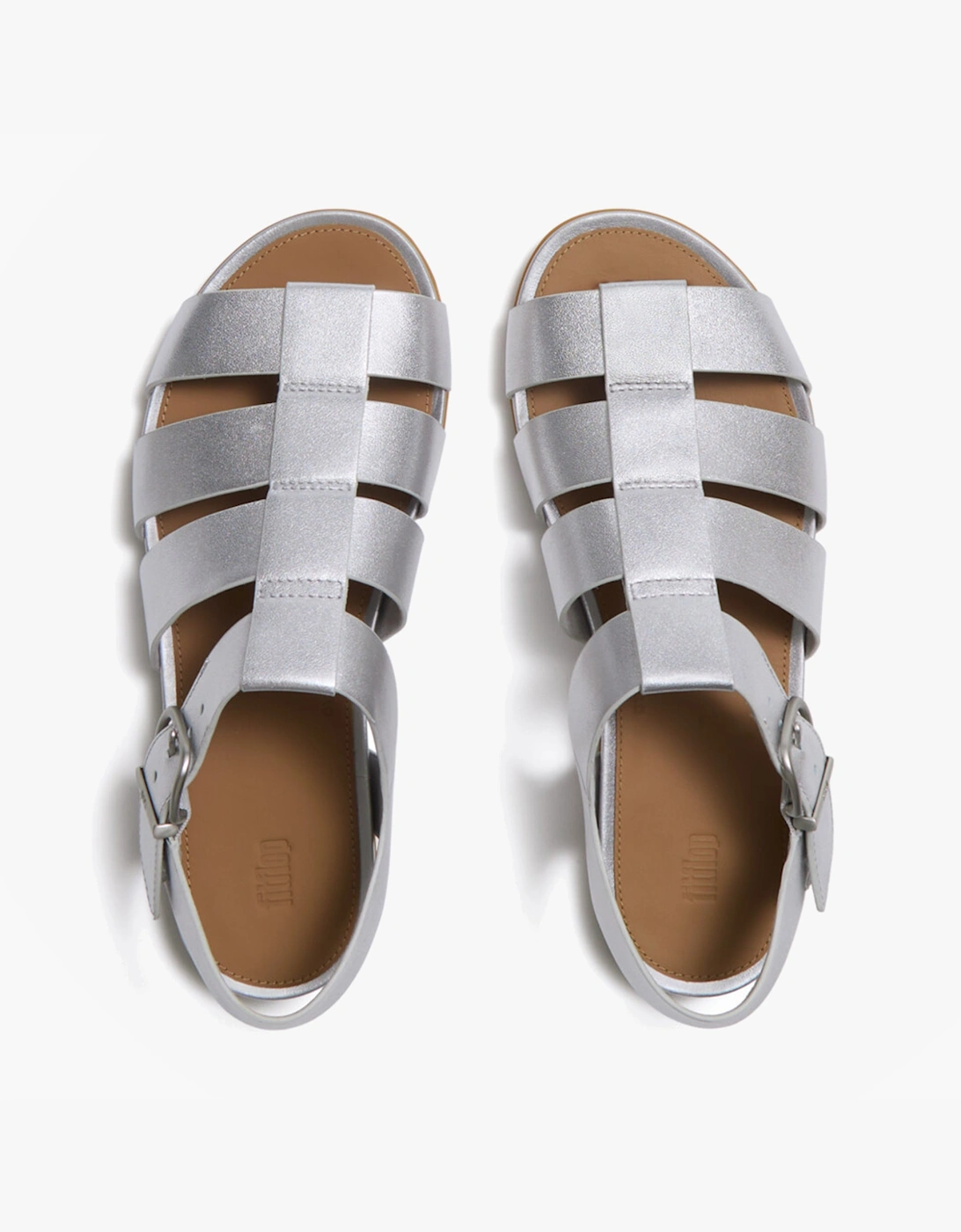 GRACIE LEATHER Womens Ankle Strap Sandals Silver