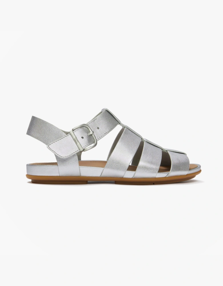 GRACIE LEATHER Womens Ankle Strap Sandals Silver