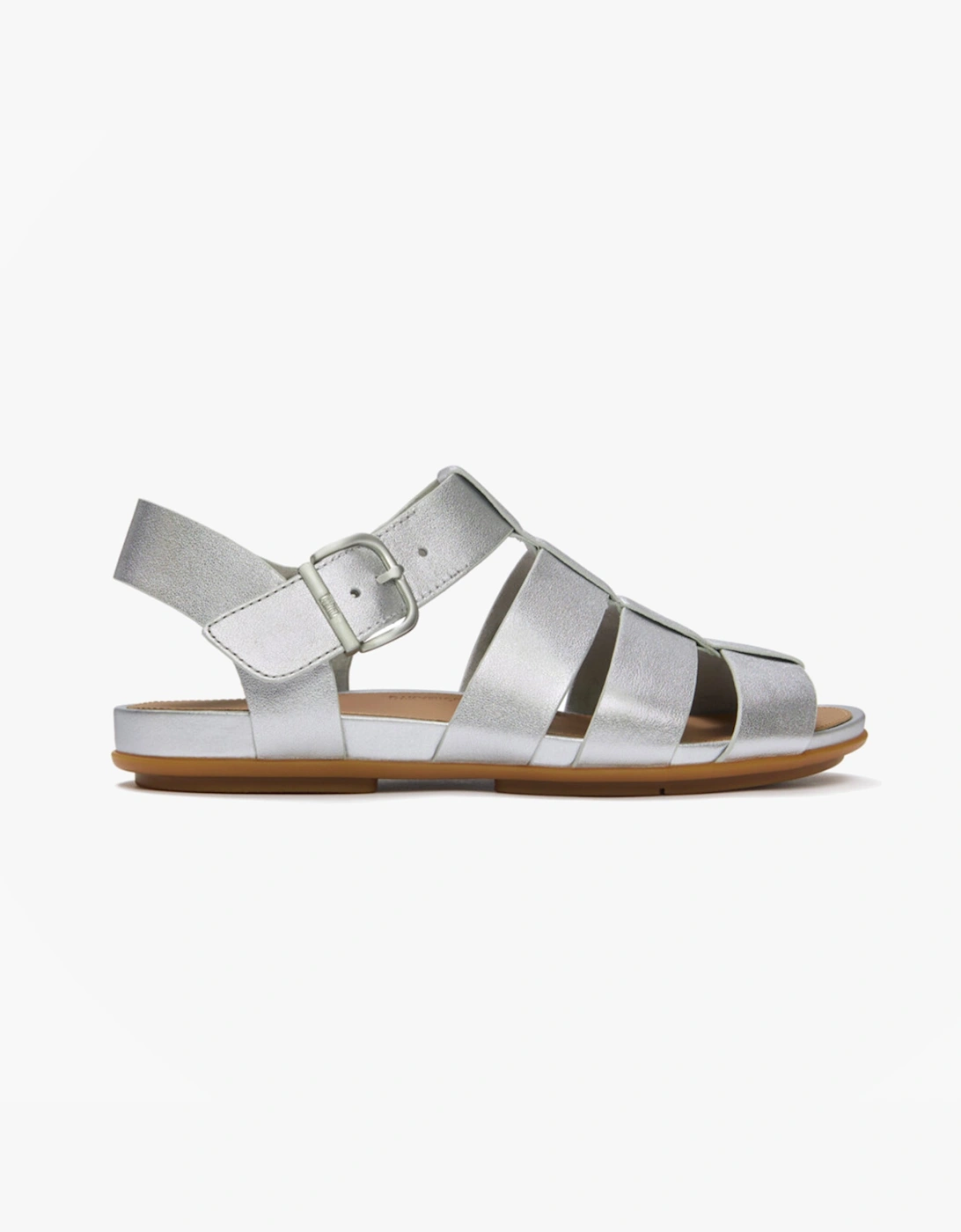 Women's FitFlop GRACIE LEATHER Womens Ankle Strap Sandals Silver - Size: 4