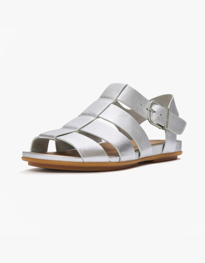 GRACIE LEATHER Womens Ankle Strap Sandals Silver