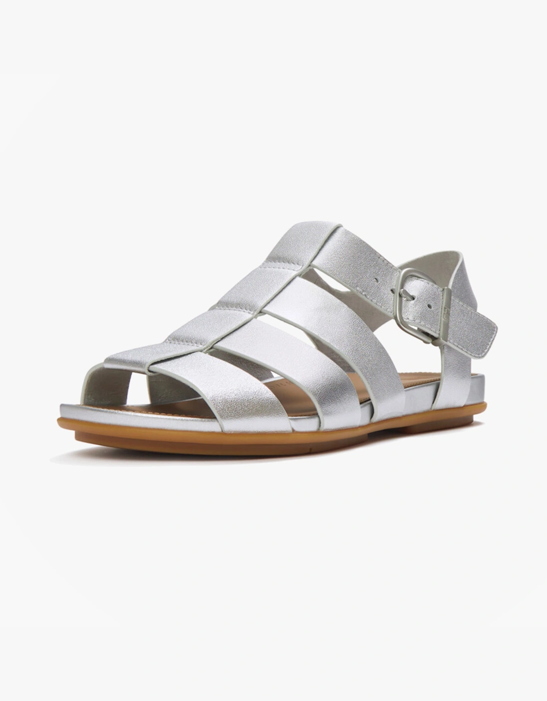 GRACIE LEATHER Womens Ankle Strap Sandals Silver