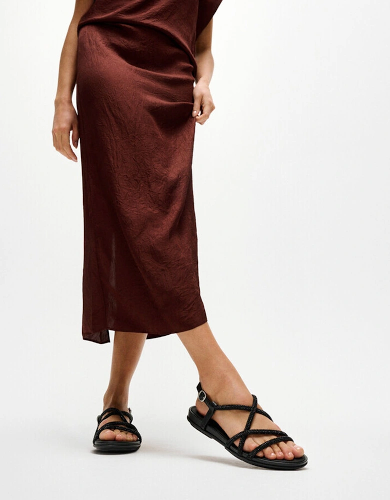 GRACIE CRYSTAL Womens Cross Strap Sandals All Black