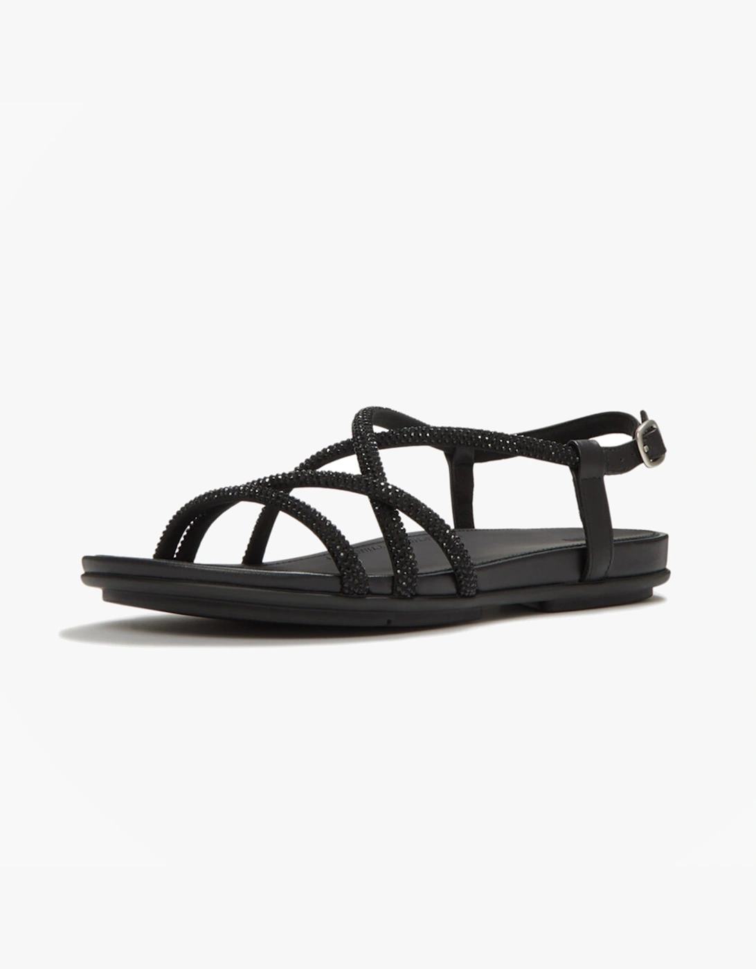 GRACIE CRYSTAL Womens Cross Strap Sandals All Black