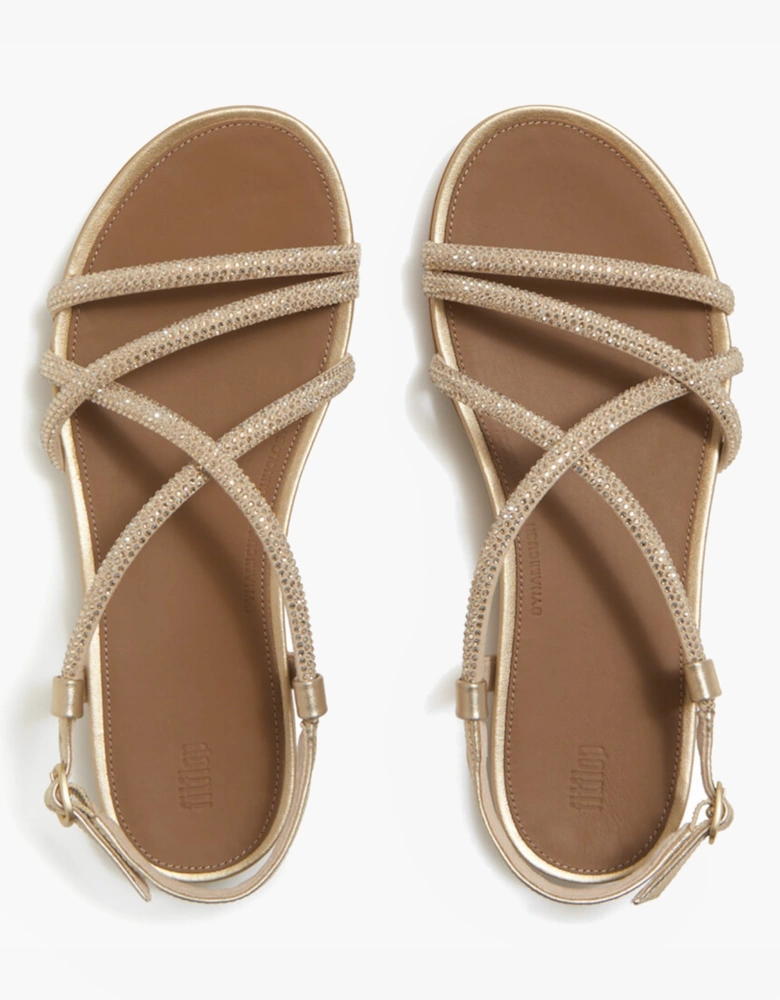 GRACIE CRYSTAL Womens Cross Strap Sandals Platino