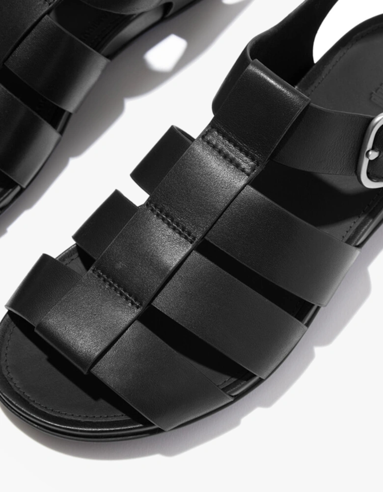 GRACIE LEATHER Womens Ankle Strap Sandals Black