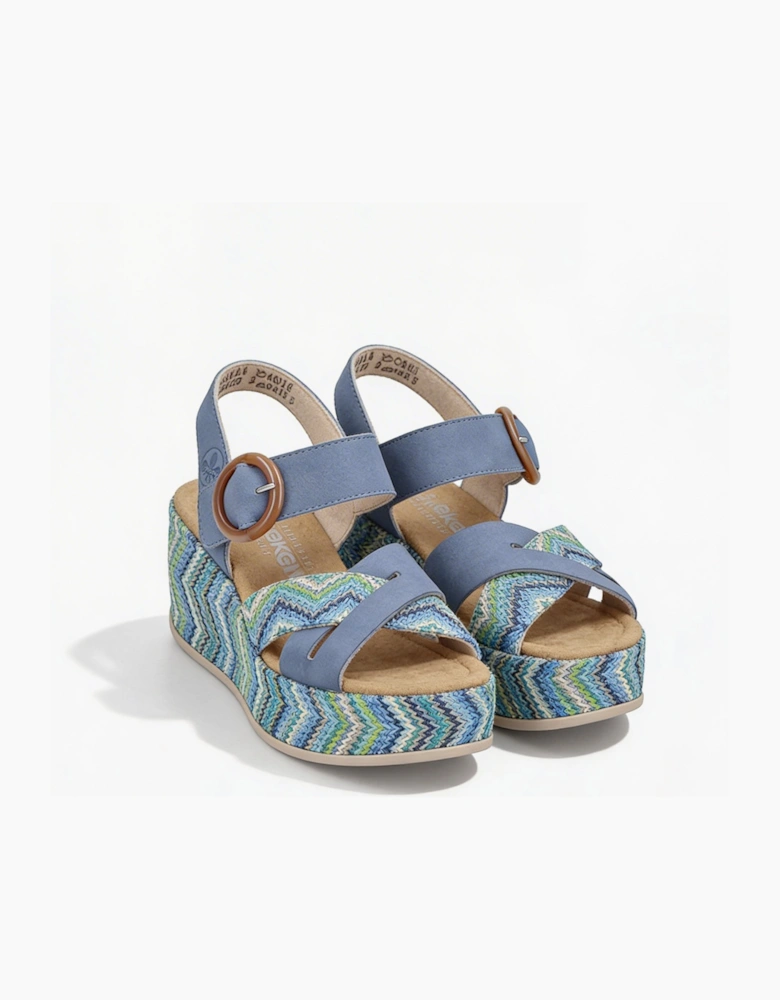 69469 Womens Ankle Strap Sandals Blue