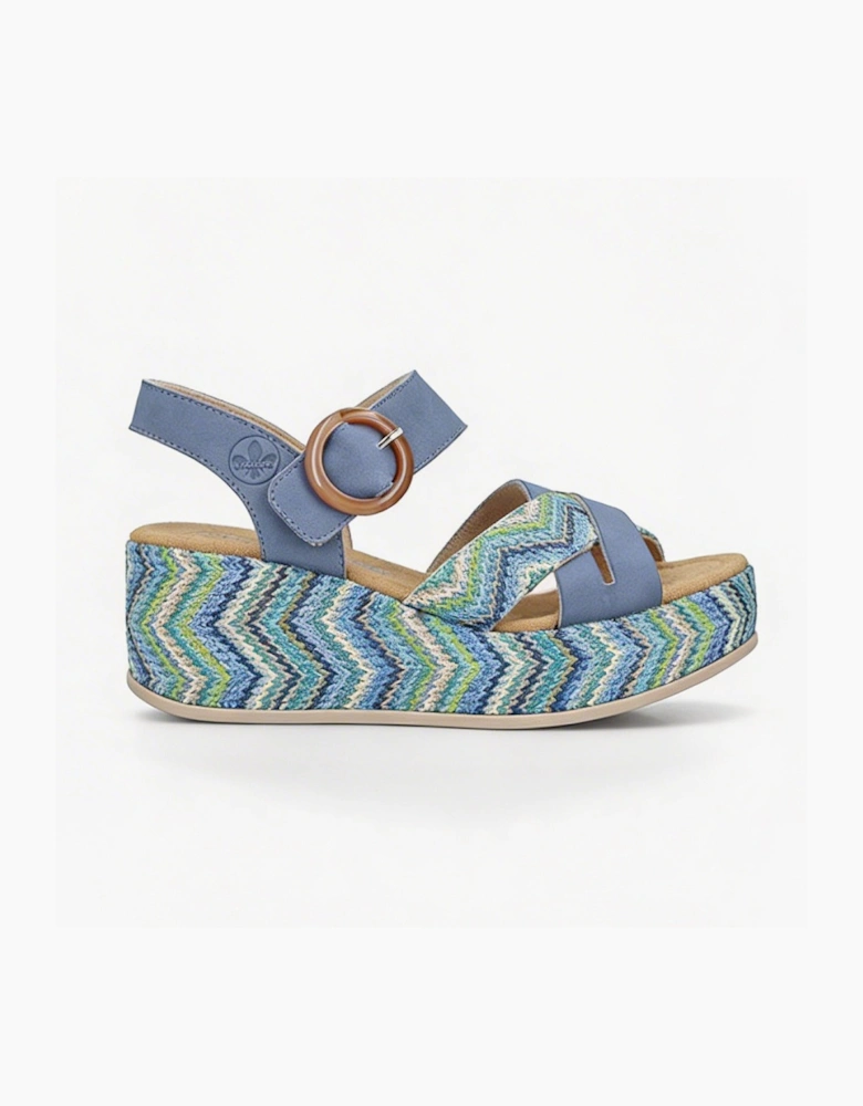 69469 Womens Ankle Strap Sandals Blue