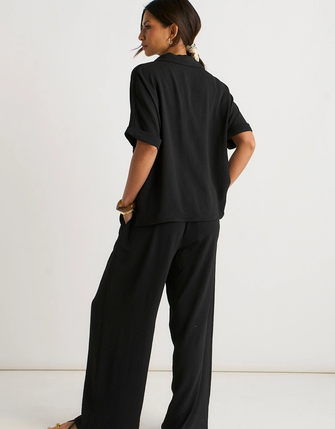 Black Air Flow Oversized Shirt Top