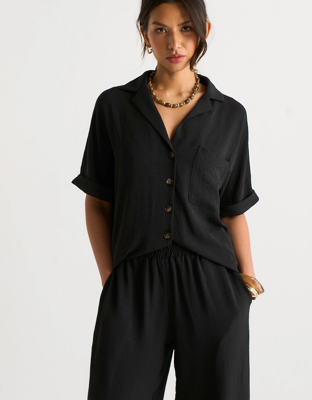 Black Air Flow Oversized Shirt Top, 5 of 4