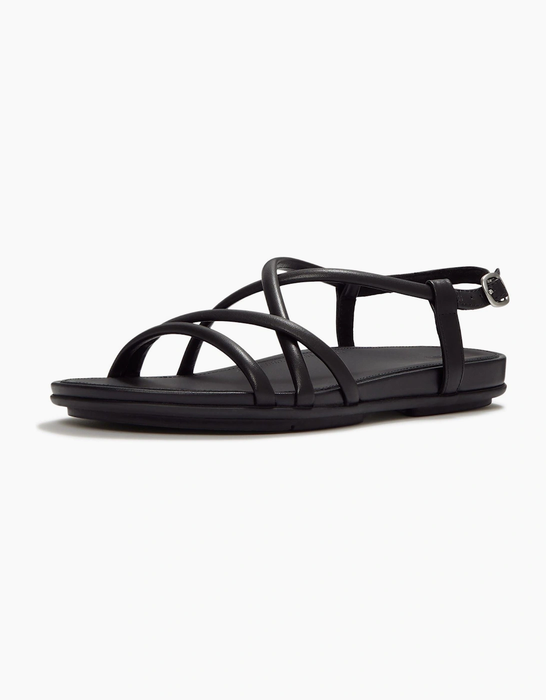 Gracie Crystal Leather Women's All Black Sandals, 6 of 5