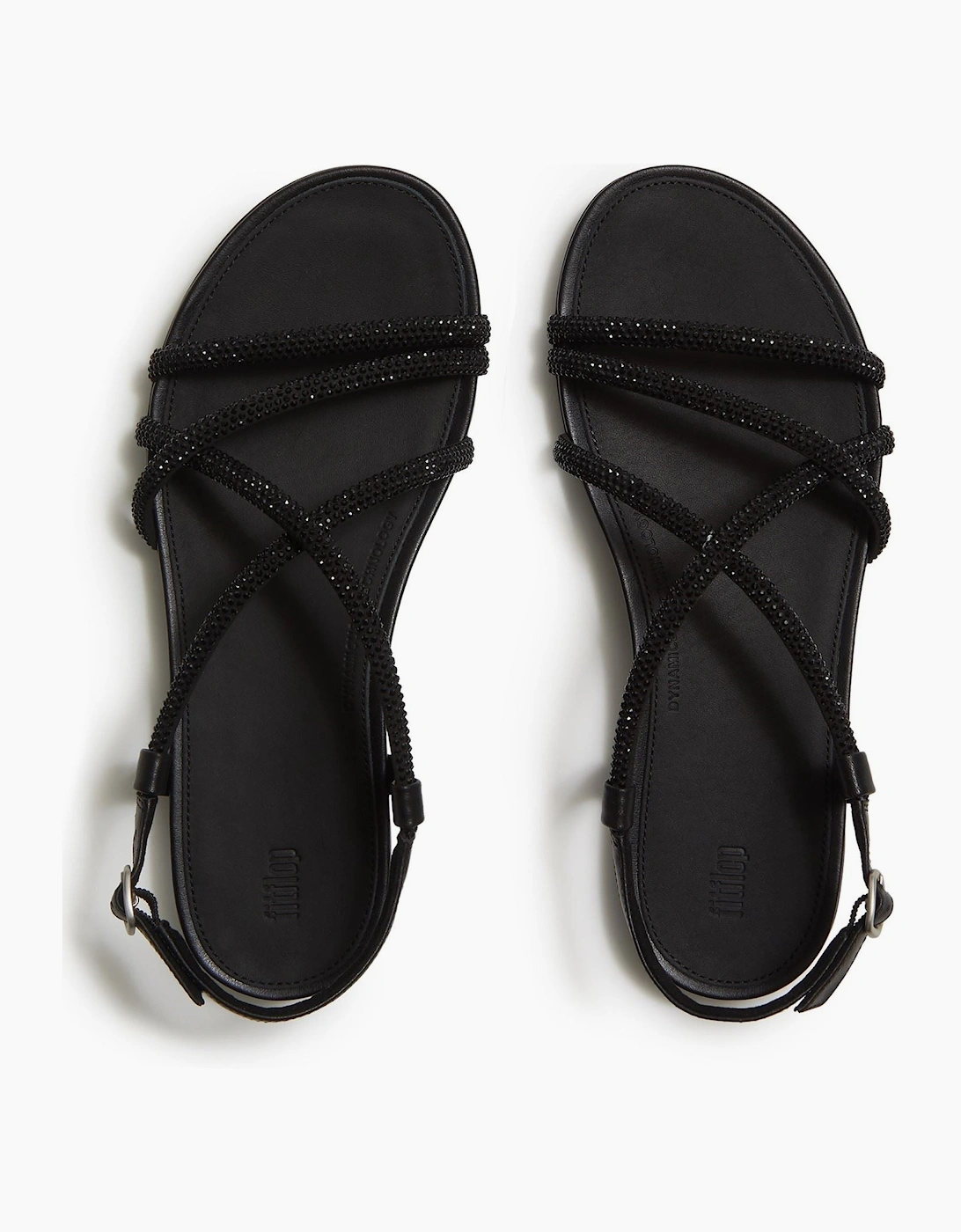 Fino Toe-Post Leather Women's All Black Sandals