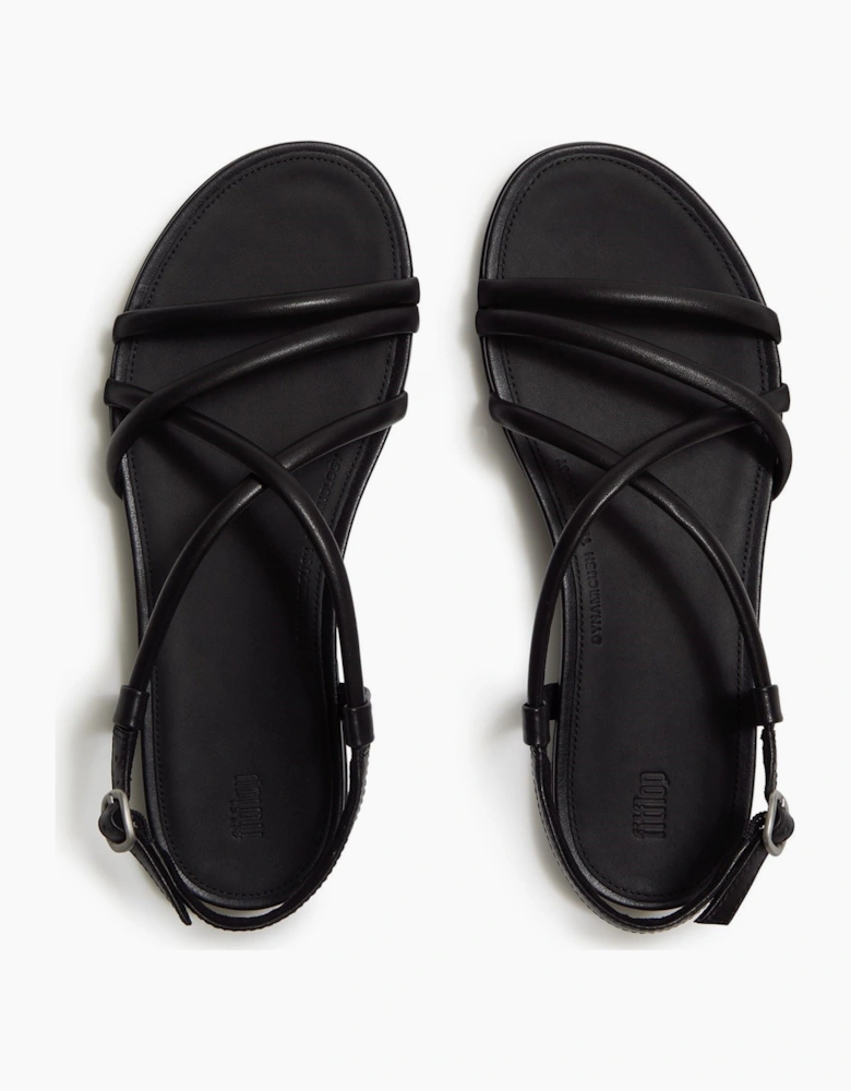 Gracie Crystal Leather Women's All Black Sandals