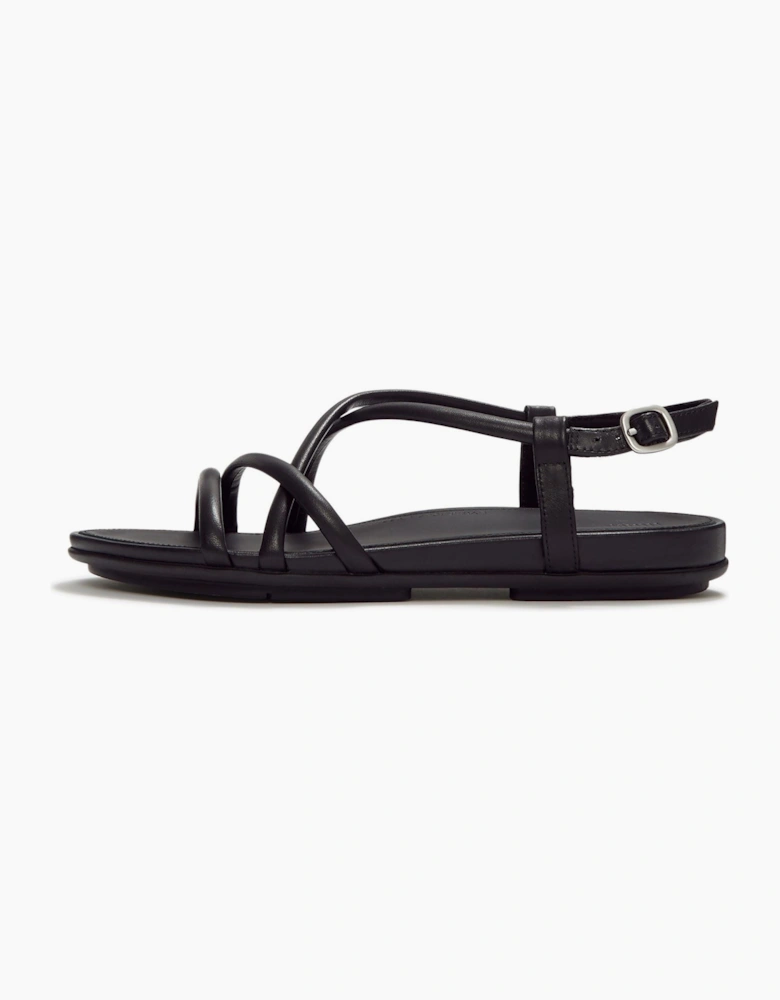 Gracie Crystal Leather Women's All Black Sandals