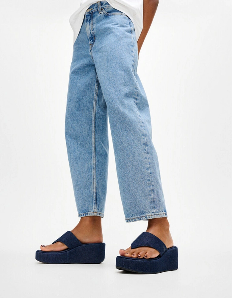 PLATFFORMS DENIM Womens Toe-Post Sandals Dark Denim
