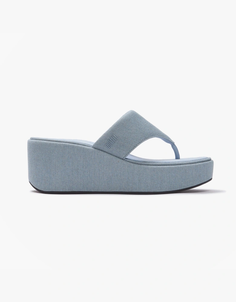 PLATFFORMS DENIM Womens Toe-Post Sandals Light Denim