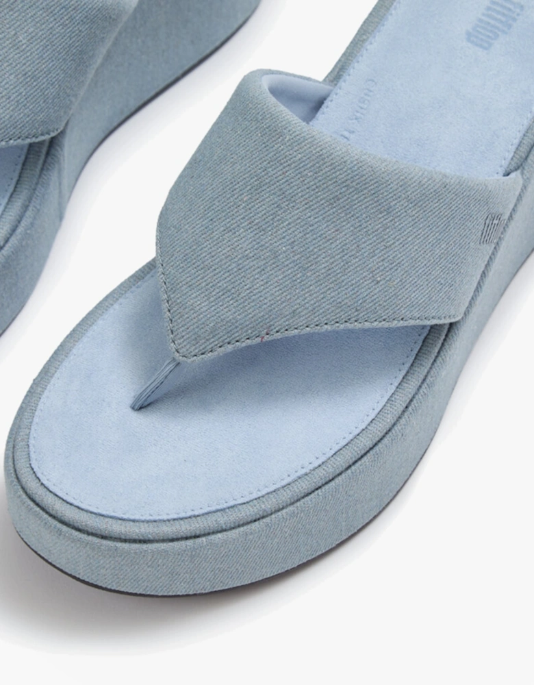 PLATFFORMS DENIM Womens Toe-Post Sandals Light Denim