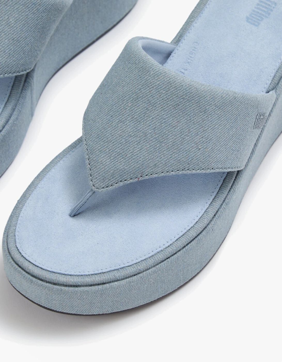 PLATFFORMS DENIM Womens Toe-Post Sandals Light Denim