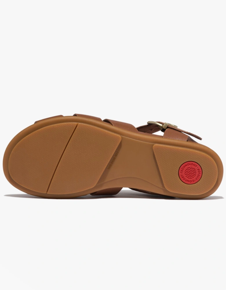 GRACIE LEATHER Womens Ankle Strap Sandals Deep Tan