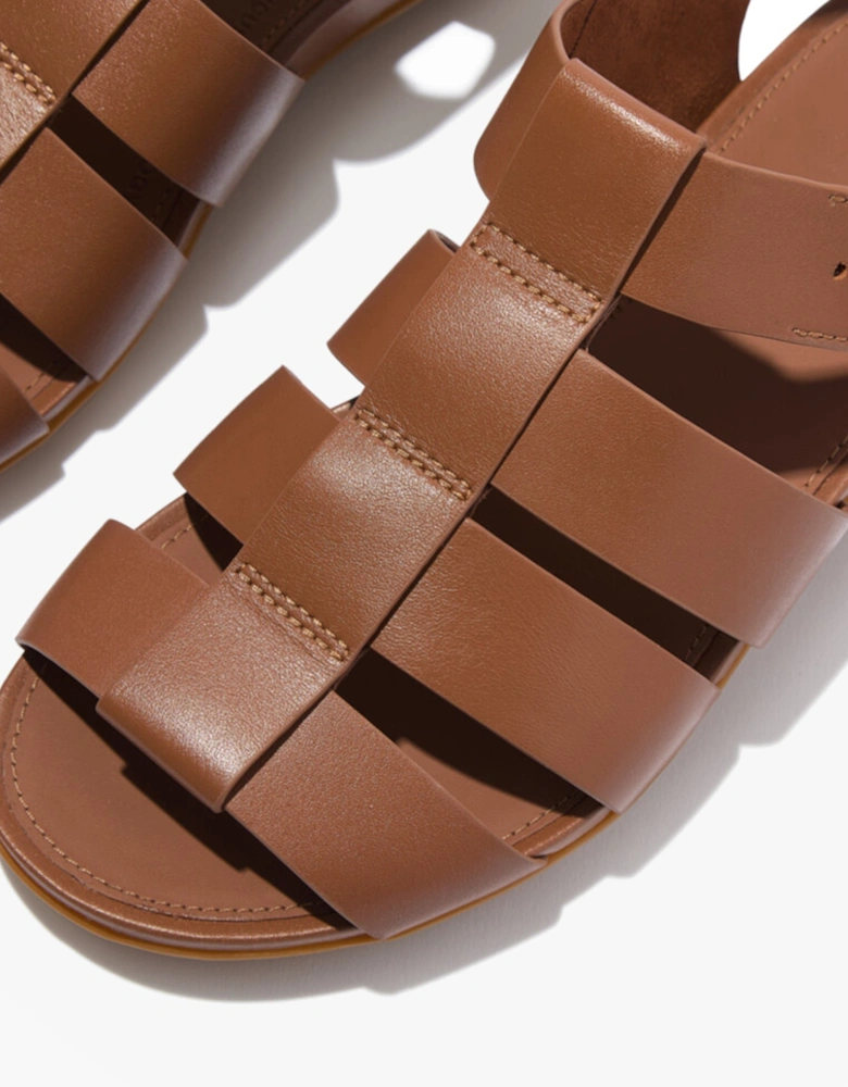 GRACIE LEATHER Womens Ankle Strap Sandals Deep Tan