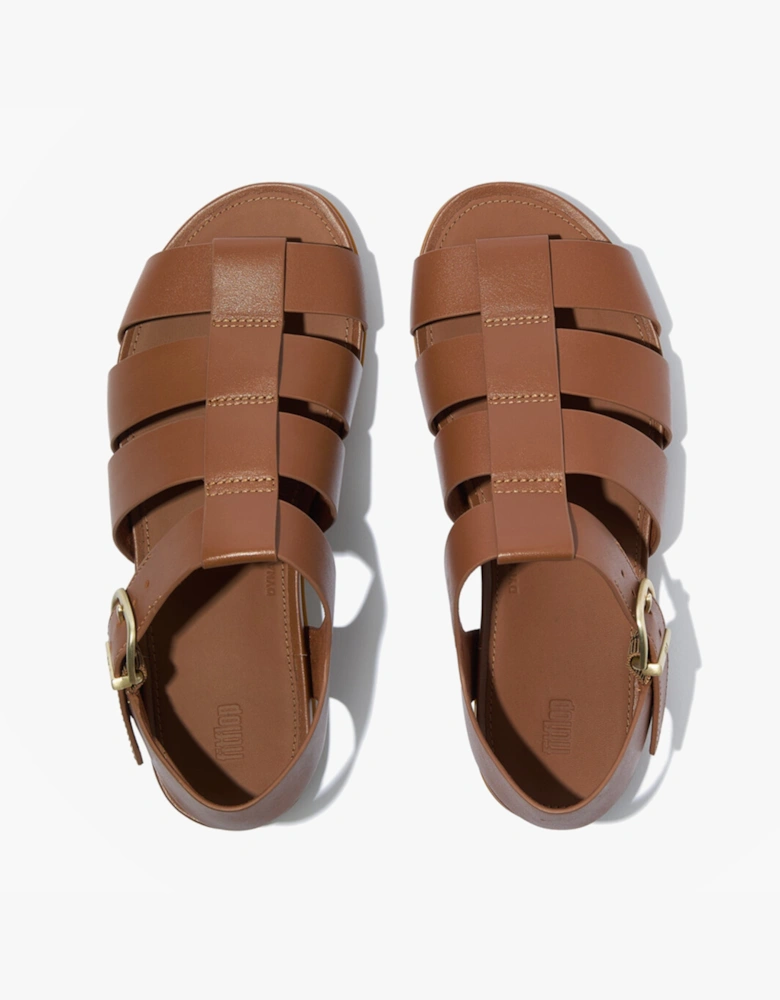 GRACIE LEATHER Womens Ankle Strap Sandals Deep Tan