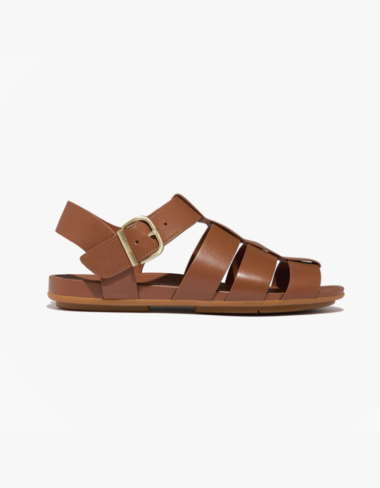 GRACIE LEATHER Womens Ankle Strap Sandals Deep Tan