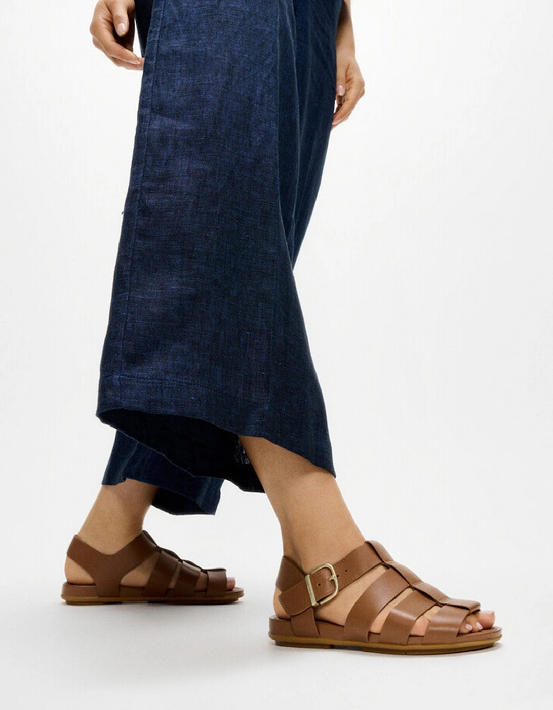 GRACIE LEATHER Womens Ankle Strap Sandals Deep Tan