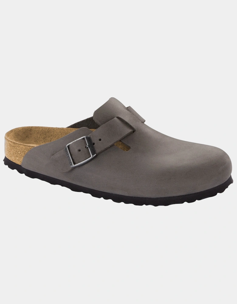 Soft Footbed Oiled Leather Unisex Clogs - Iron