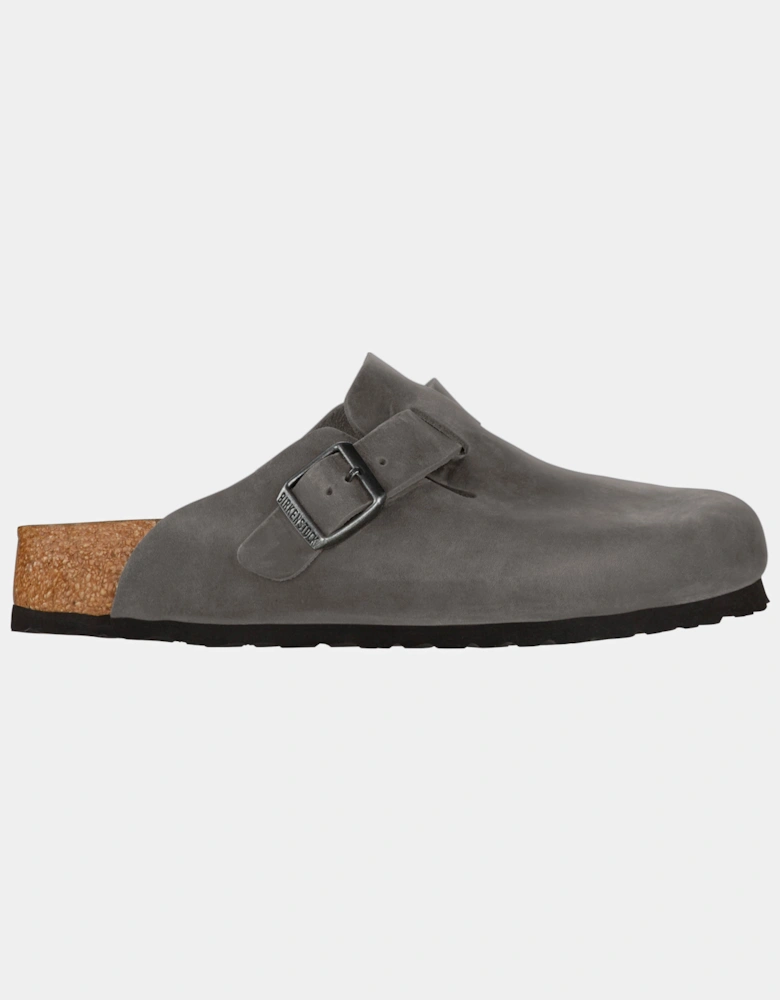 Soft Footbed Oiled Leather Unisex Clogs - Iron