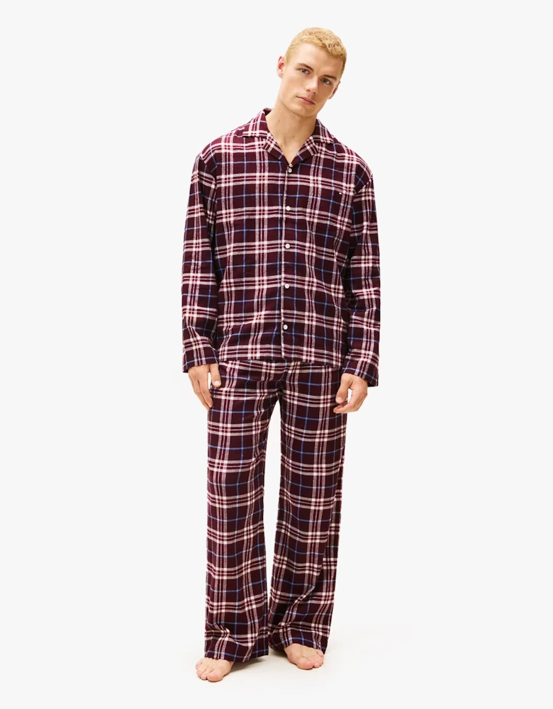 Tommy Hilfiger RELAXED FLANNEL PJ Mens Set Tartan Reiker Burgundy