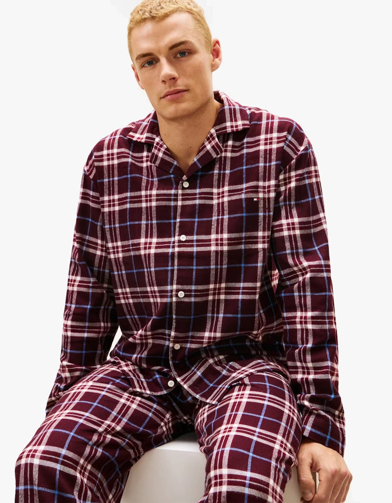 Tommy Hilfiger RELAXED FLANNEL PJ Mens Set Tartan Reiker Burgundy
