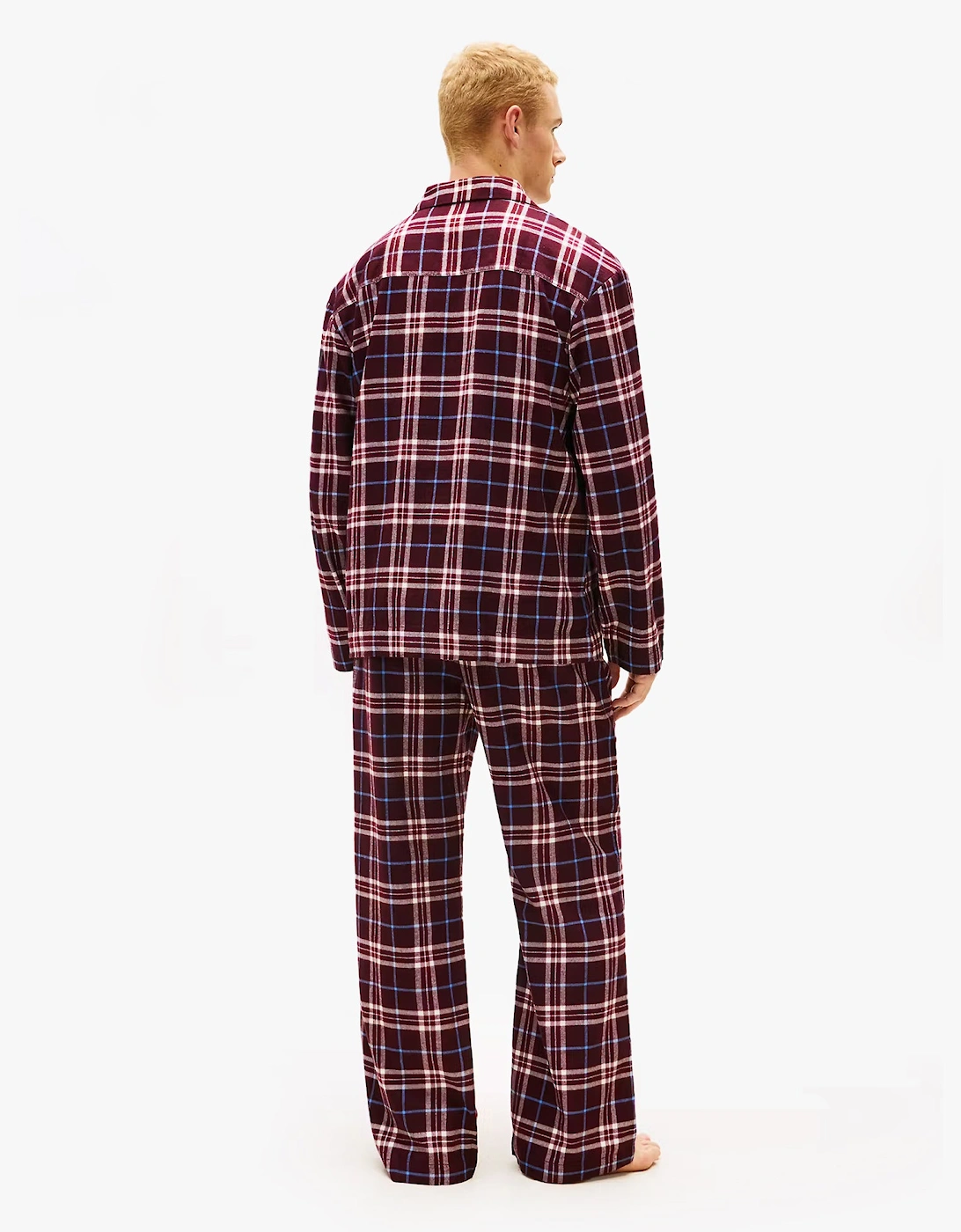 Tommy Hilfiger RELAXED FLANNEL PJ Mens Set Tartan Reiker Burgundy