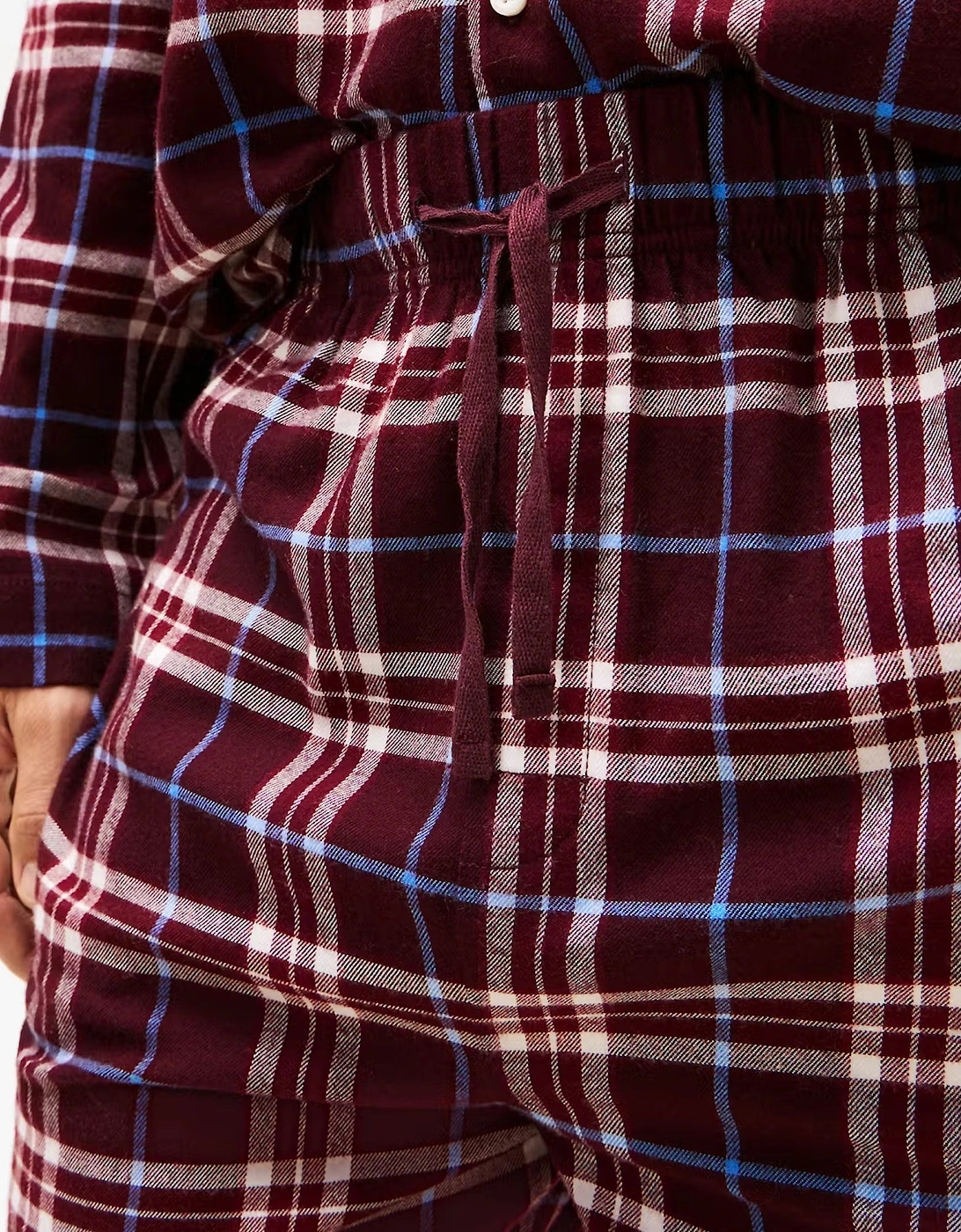 Tommy Hilfiger RELAXED FLANNEL PJ Mens Set Tartan Reiker Burgundy