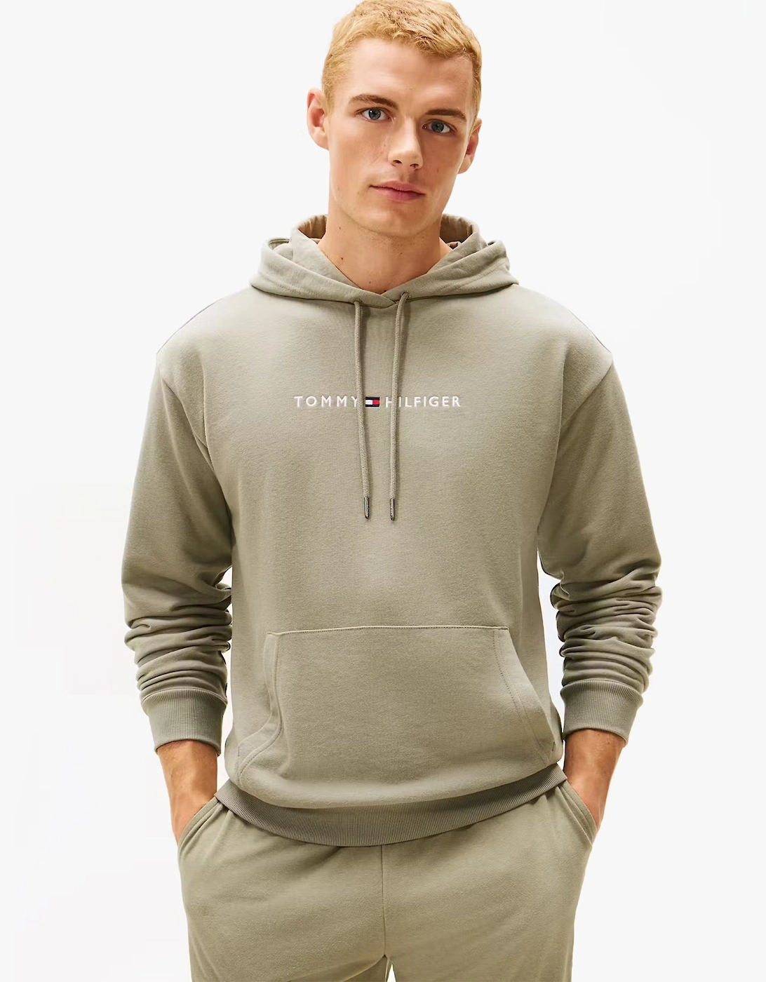Tommy Hilfiger HOODIE Mens Drawstring Lounge Hoody Utility Sage
