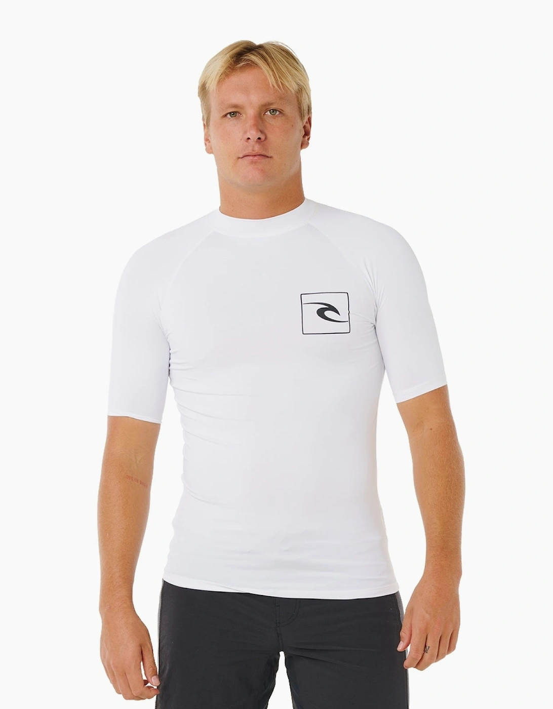 Ripcurl Men's White Rip Curl Streamline Upf Short Sleeve Rash Vest  44 2XL