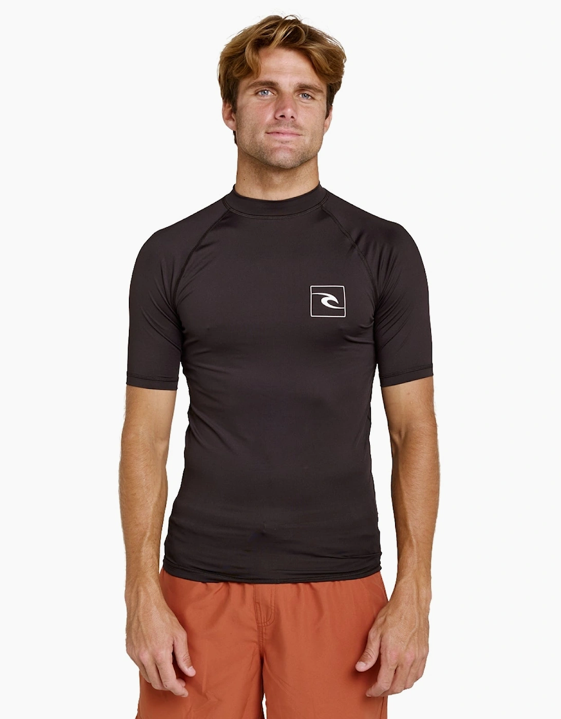 Ripcurl Men's Black Rip Curl Streamline Upf Short Sleeve Rash Vest  44 2XL