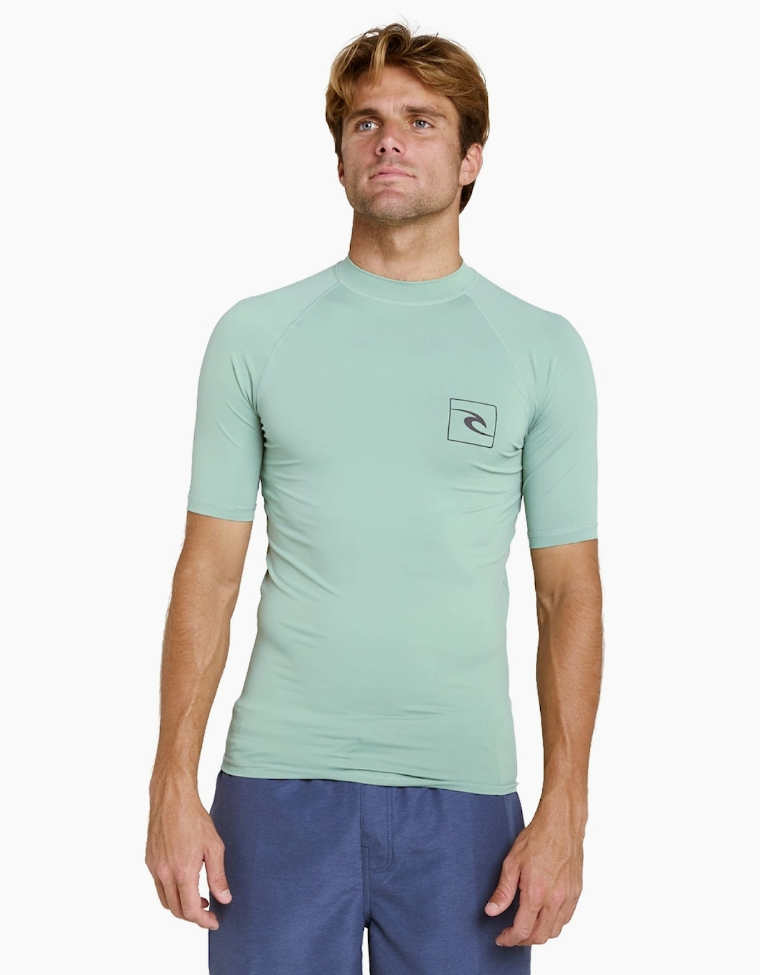 Ripcurl Men's Green Rip Curl Streamline Upf Short Sleeve Rash Vest  44 2XL