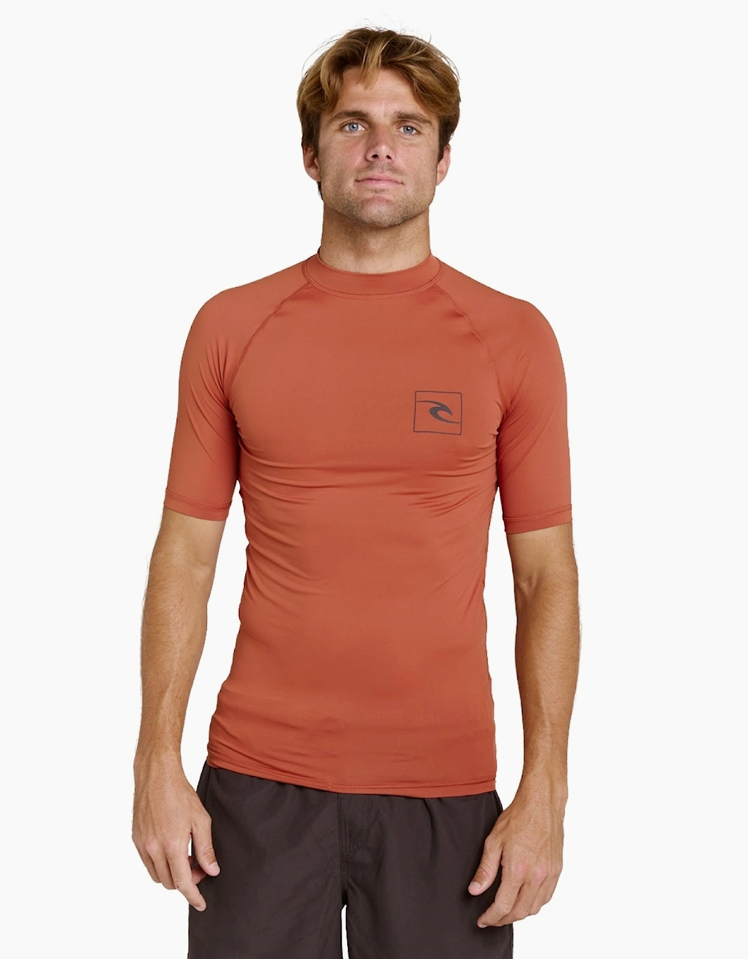 Ripcurl Men's Orange Rip Curl Streamline Upf Short Sleeve Rash Vest  44 2XL