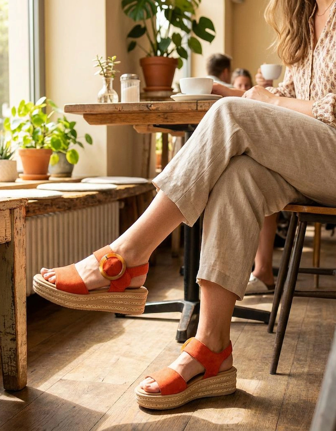 ANDRE Womens Ankle Strap Sandals Orange