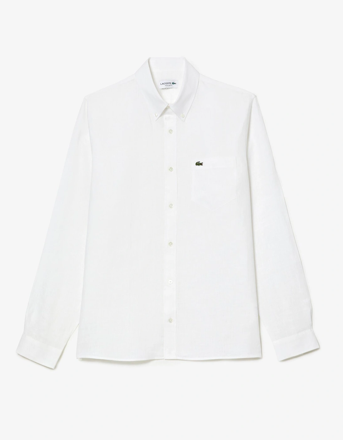 Regular Fit Long Sleeve Mens Linen Shirt - White 001