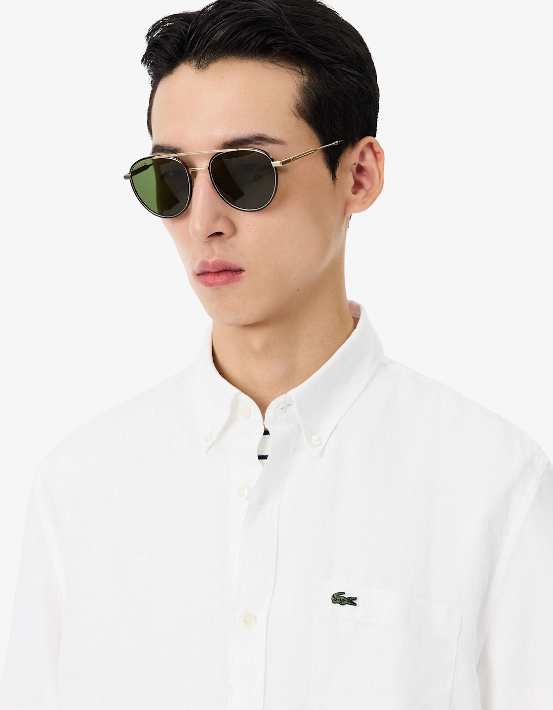 Regular Fit Long Sleeve Mens Linen Shirt - White 001